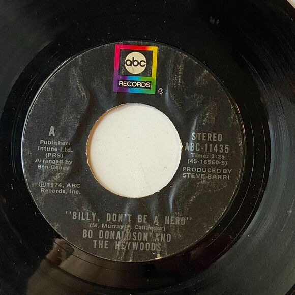 Bo Donaldson & The Heywoods Billy Dont Be A Hero Dont Ever Look Back 7" Vinyl - Picture 5 of 7